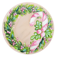 Thumbnail for Christmas Pink Candy Cane 22" Wood Door Hanger - DD-W-0001-DH