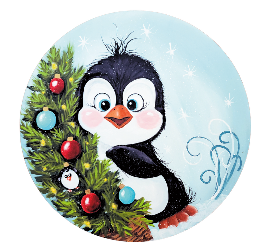 Christmas Penguin 22" Wood Door Hanger - DD-W-0008-DH