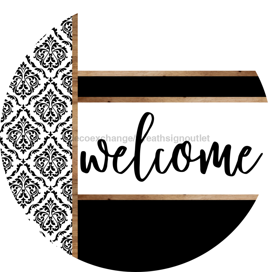 Demask Door Hanger, Welcome Door Hanger, DCO-01984-DH, 18" Round Wood
