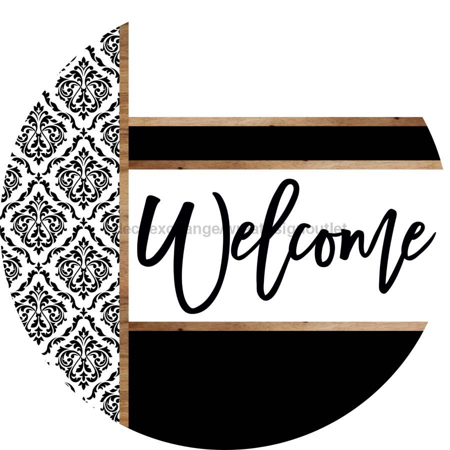 Demask Door Hanger, Welcome Door Hanger, DCO-01985-DH, 18" Round Wood
