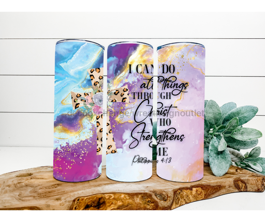 Do All Things Through Christ Tumbler, 20 oz Skinny Tumbler - DECOETUMBLER-184