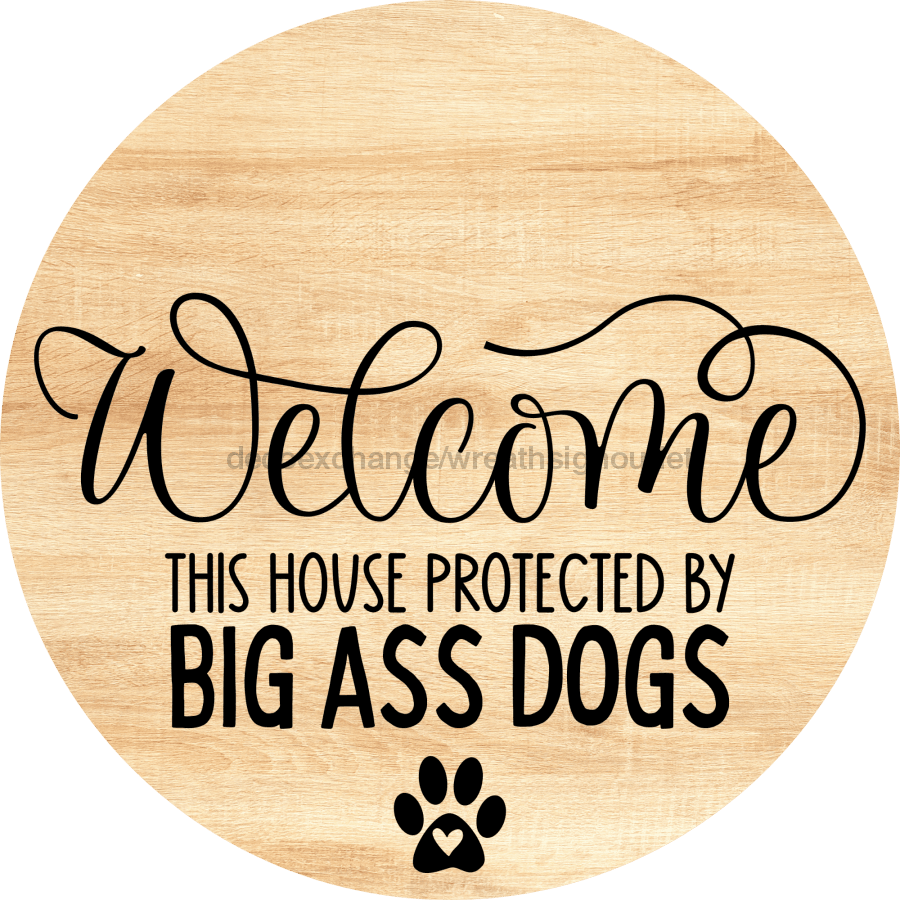 Dog Door Hanger Big Dogs Dco-01079 Sign For Wreath 18 Round