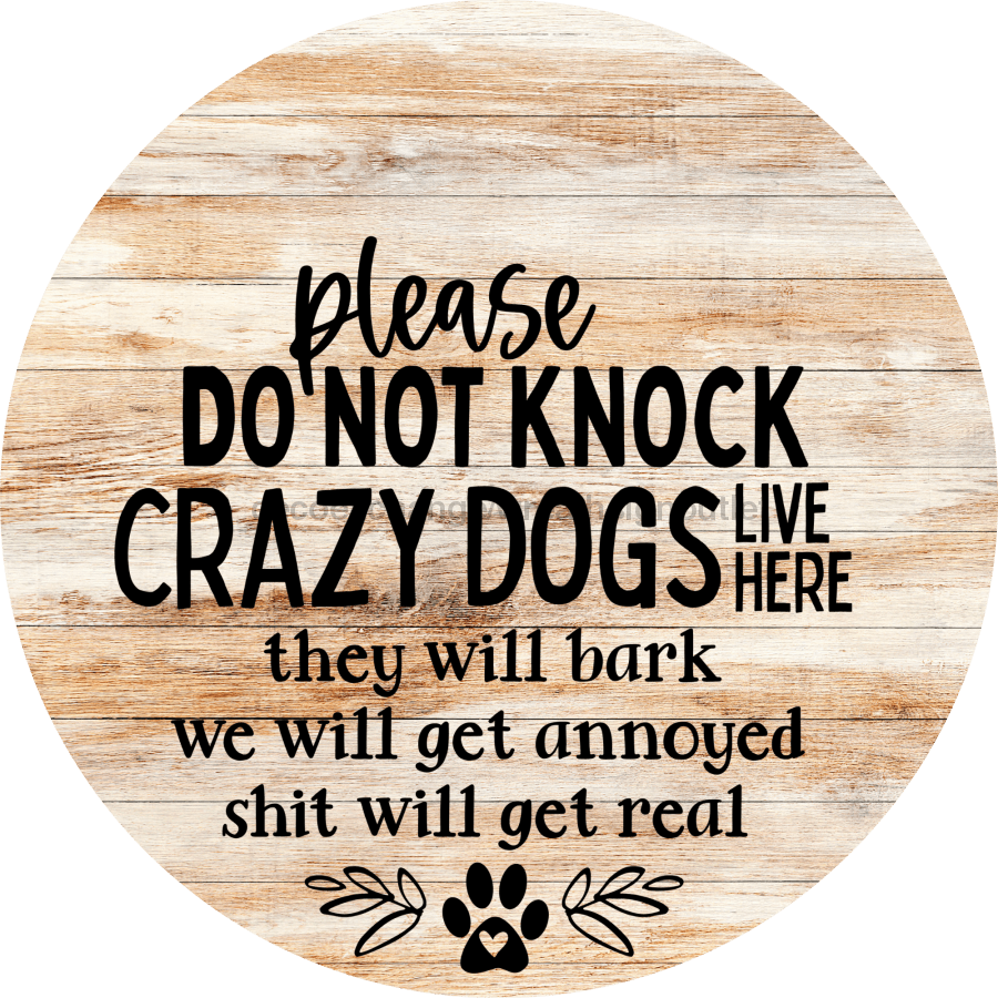 Dog Door Hanger Do Not Knock Dco-01074 Sign For Wreath 18 Round