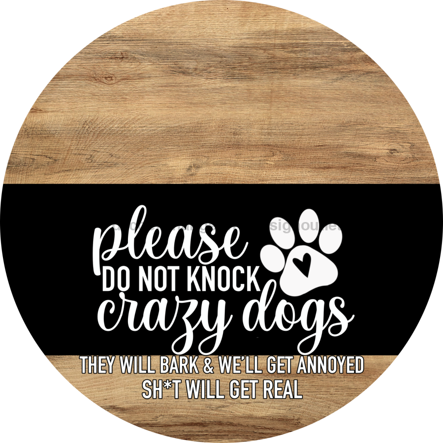 Dog Door Hanger, Hello Brought Treats Door Hanger, DCO-01975-DH, 18" Round Wood