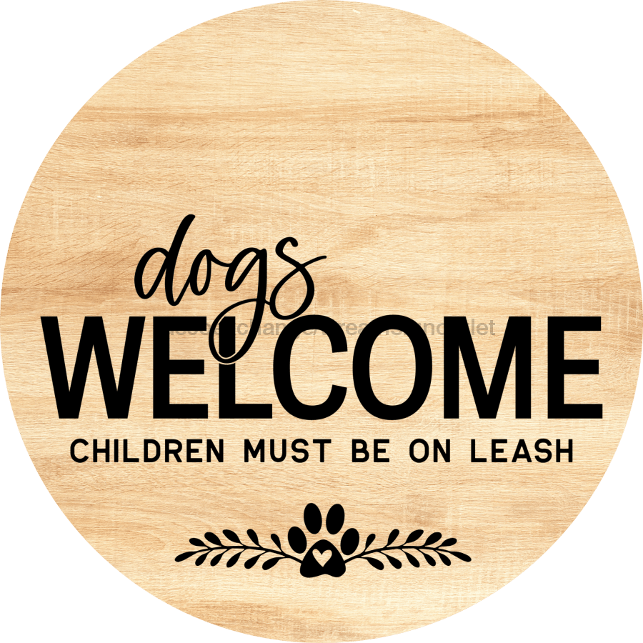 Dog Door Hanger Dogs Welcome Dco-01055 Sign For Wreath 18 Round