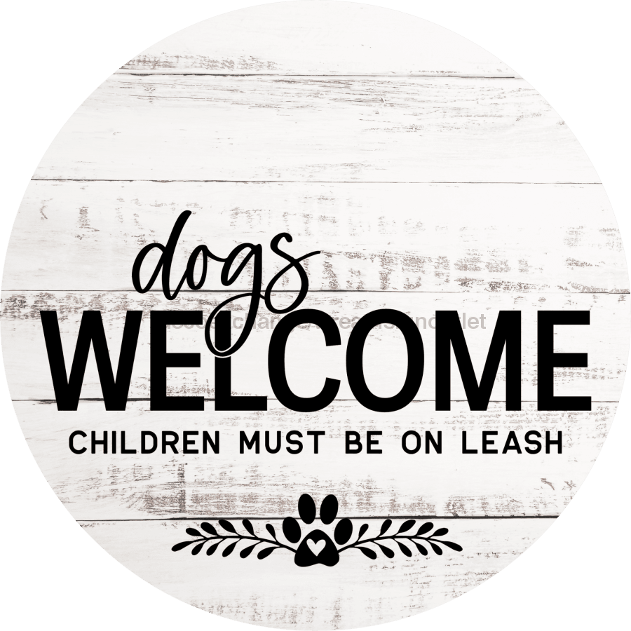 Dog Door Hanger Dogs Welcome Dco-01056 Sign For Wreath 18 Round