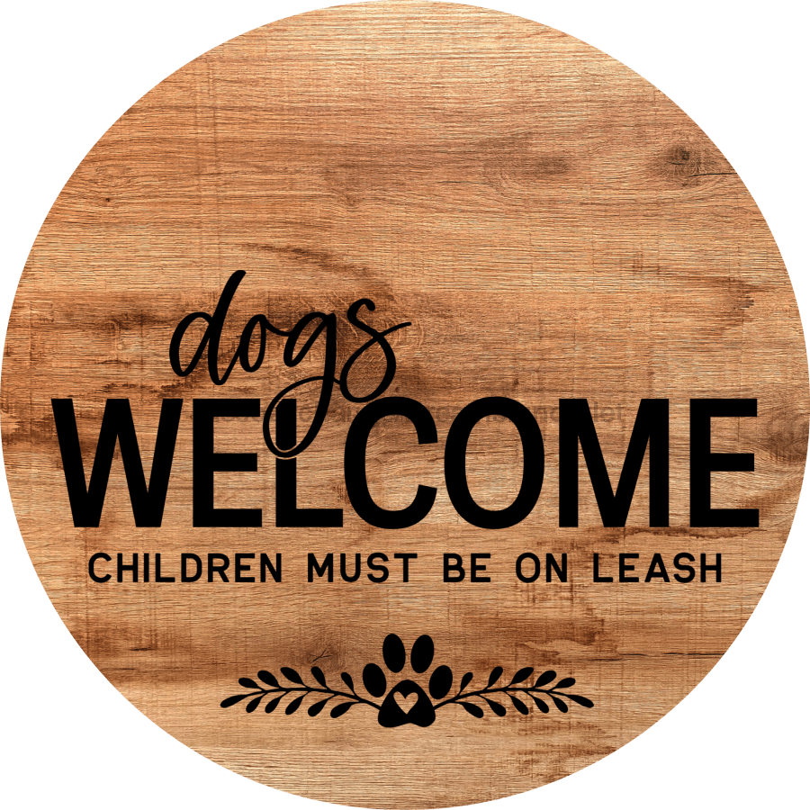 Dog Door Hanger Dogs Welcome Dco-01057 Sign For Wreath 18 Round