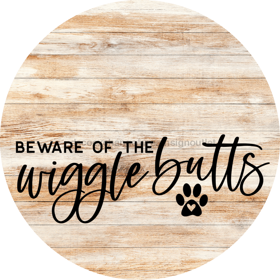 Dog Door Hanger Wigglebutts Dco-01066 Sign For Wreath 18 Round