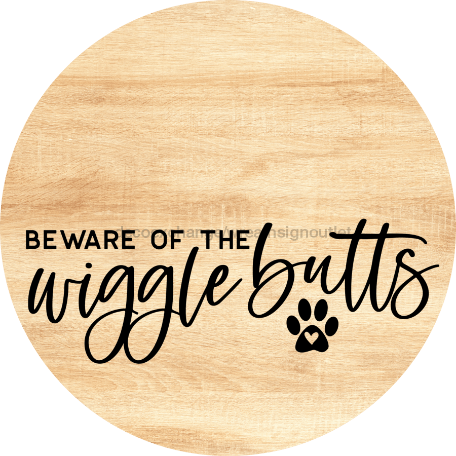 Dog Door Hanger Wigglebutts Dco-01067 Sign For Wreath 18 Round