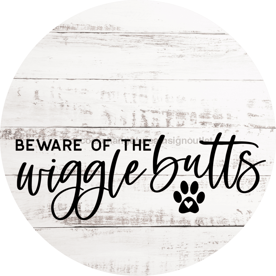 Dog Door Hanger Wigglebutts Dco-01068 Sign For Wreath 18 Round