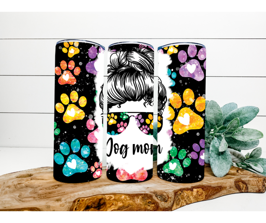 Dog Mom Tumbler, 20 oz Skinny Tumbler - DECOETUMBLER-178
