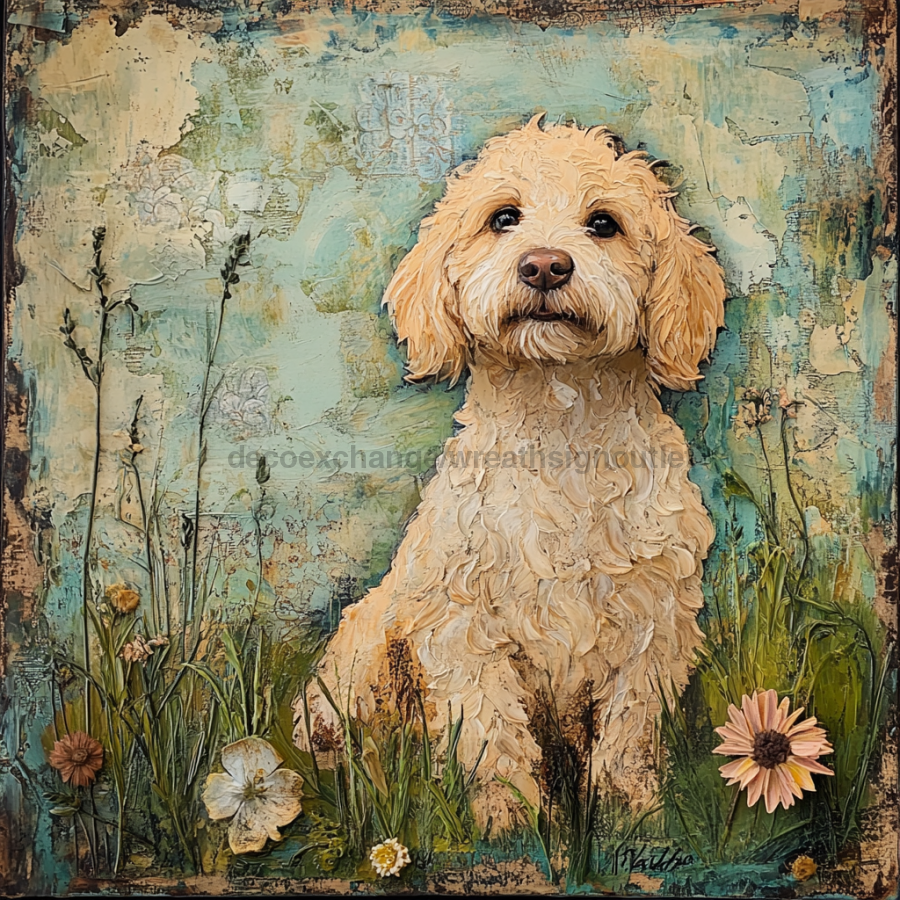 Dog Sign, Doodle Sign, DCO-12981, Sign For Wreath, 10x10" Metal Sign