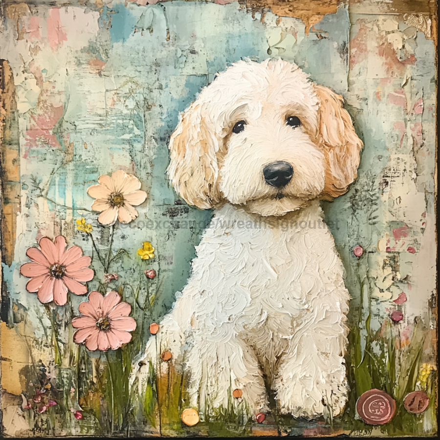 Dog Sign, Doodle Sign, DCO-12988, Sign For Wreath, 10x10" Metal Sign