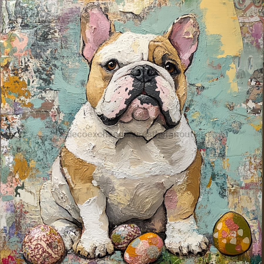 Dog Sign, English Bulldog Sign, DCO-12929, Sign For Wreath, 10x10" Metal Sign