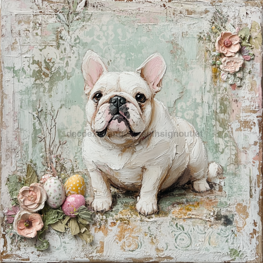 Dog Sign, English Bulldog Sign, DCO-12945, Sign For Wreath, 10x10" Metal Sign
