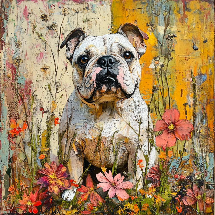 Dog Sign, English Bulldog Sign, DCO-12952, Sign For Wreath, 10x10" Metal Sign