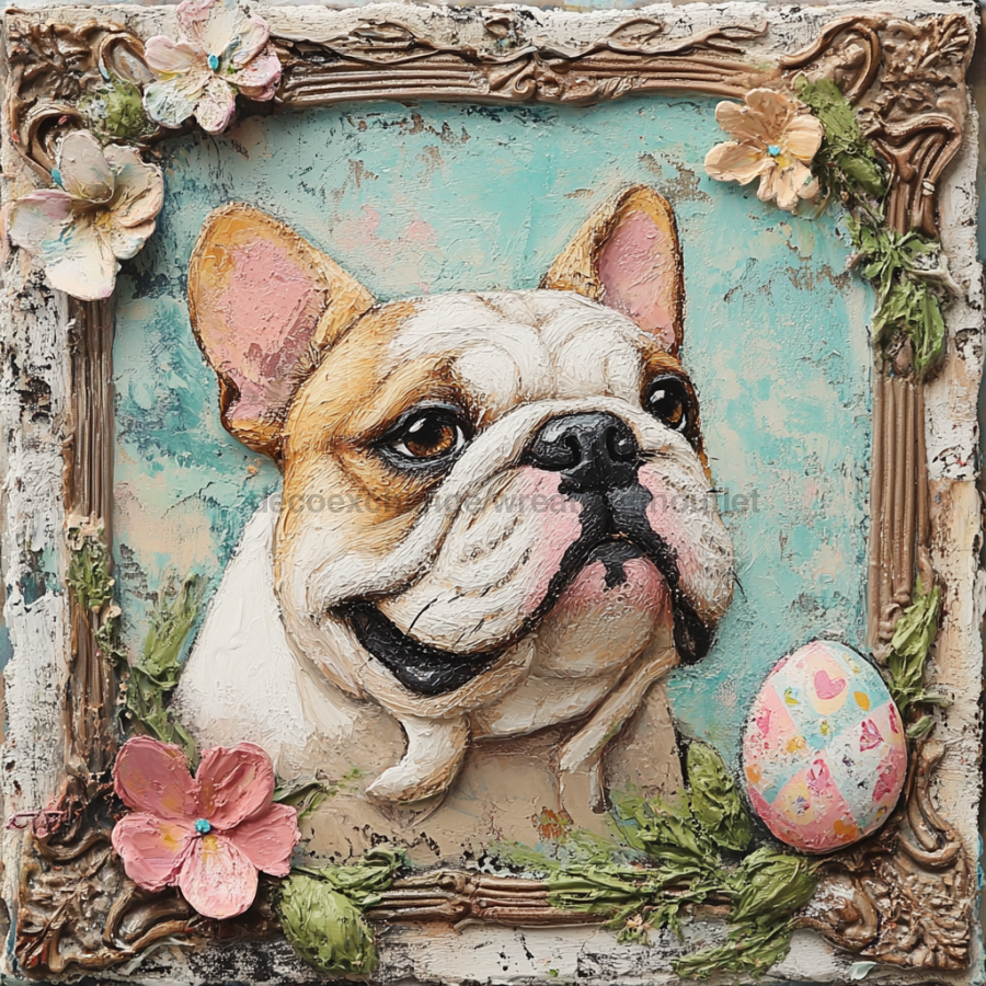 Dog Sign, English Bulldog Sign, DCO-12960, Sign For Wreath, 10x10" Metal Sign