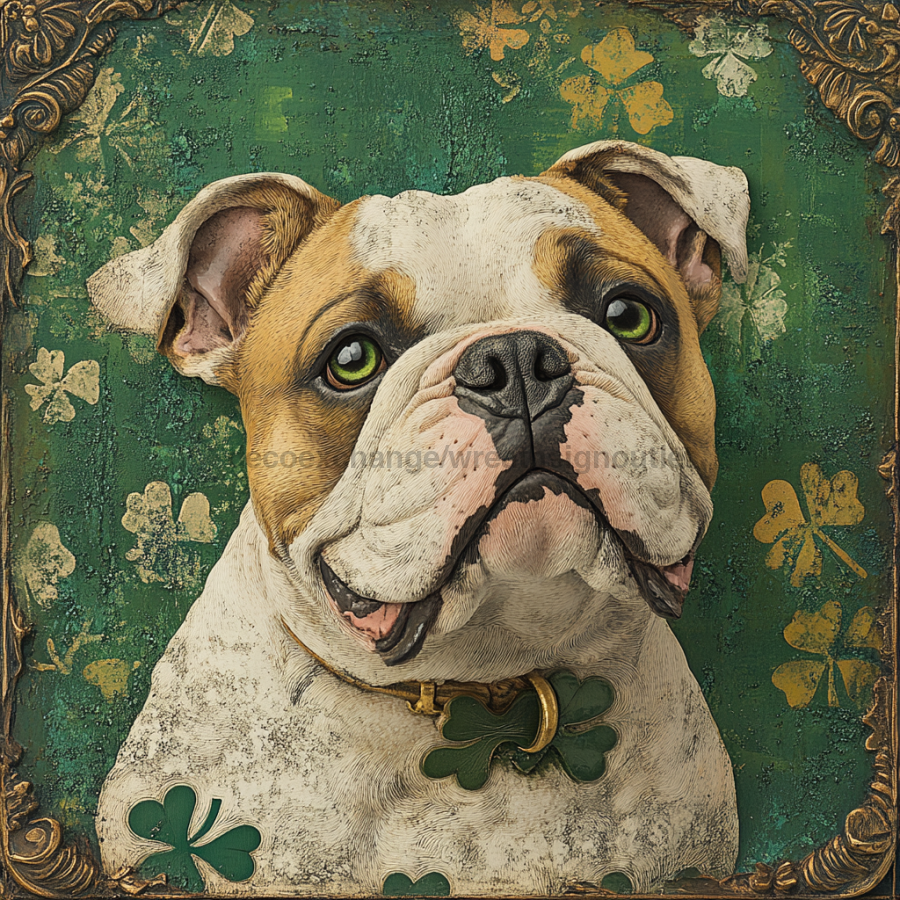 Dog Sign, English Bulldog Sign, DCO-12961, Sign For Wreath, 10x10" Metal Sign