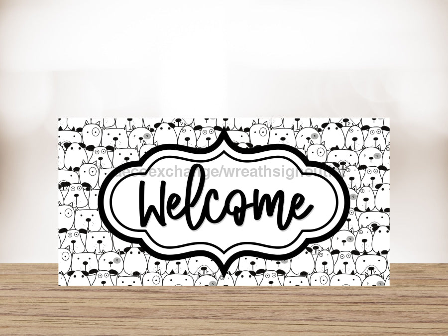 Dog Welcome 6x12" Metal Wreath Sign - DECOE-4245