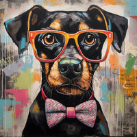 Thumbnail for Dog With Glasses Sign Funny Animal Wall Art Dco-01178 For Wreath 10X10 Metal
