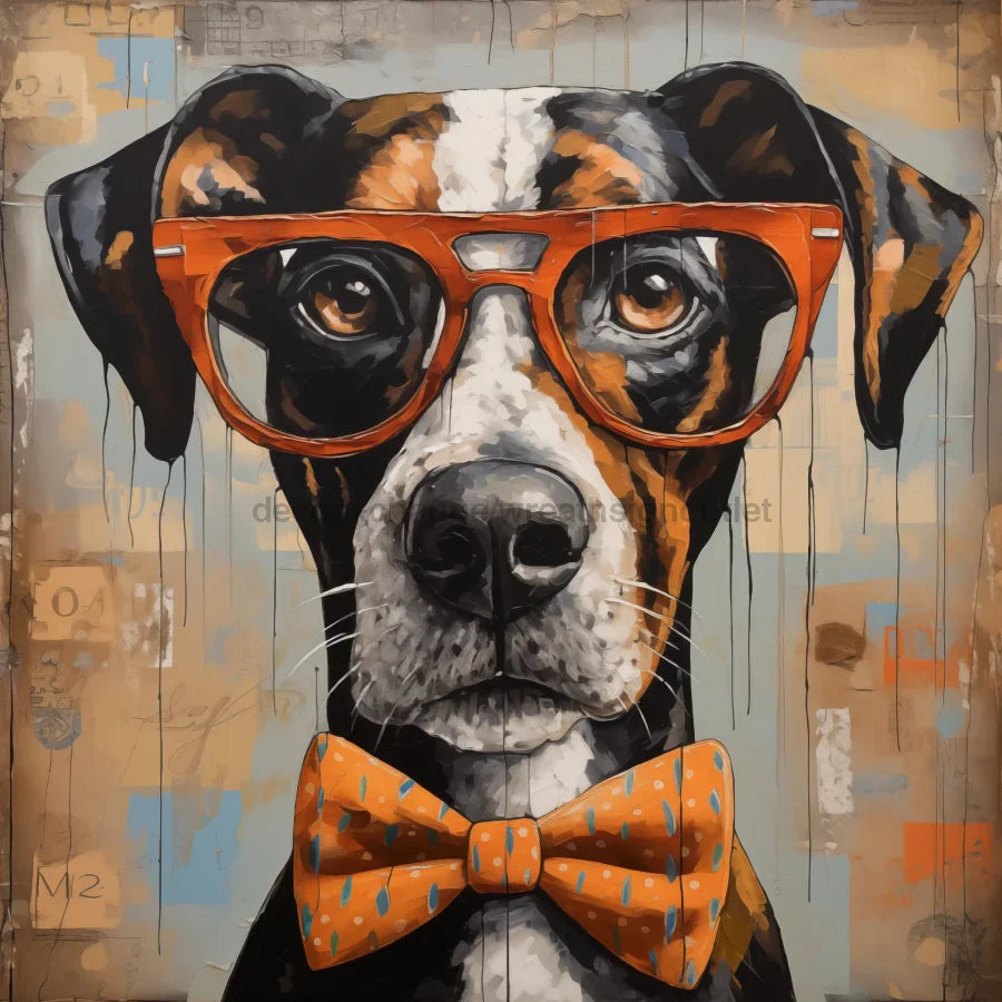 Dog With Glasses Sign Funny Animal Wall Art Dco-01188 For Wreath 10X10 Metal