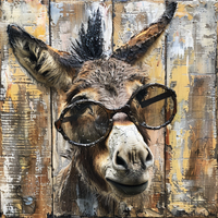 Thumbnail for Donkey With Glasses Sign Funny Animal Wall Art Dco-01378 For Wreath 10X10’ Metal