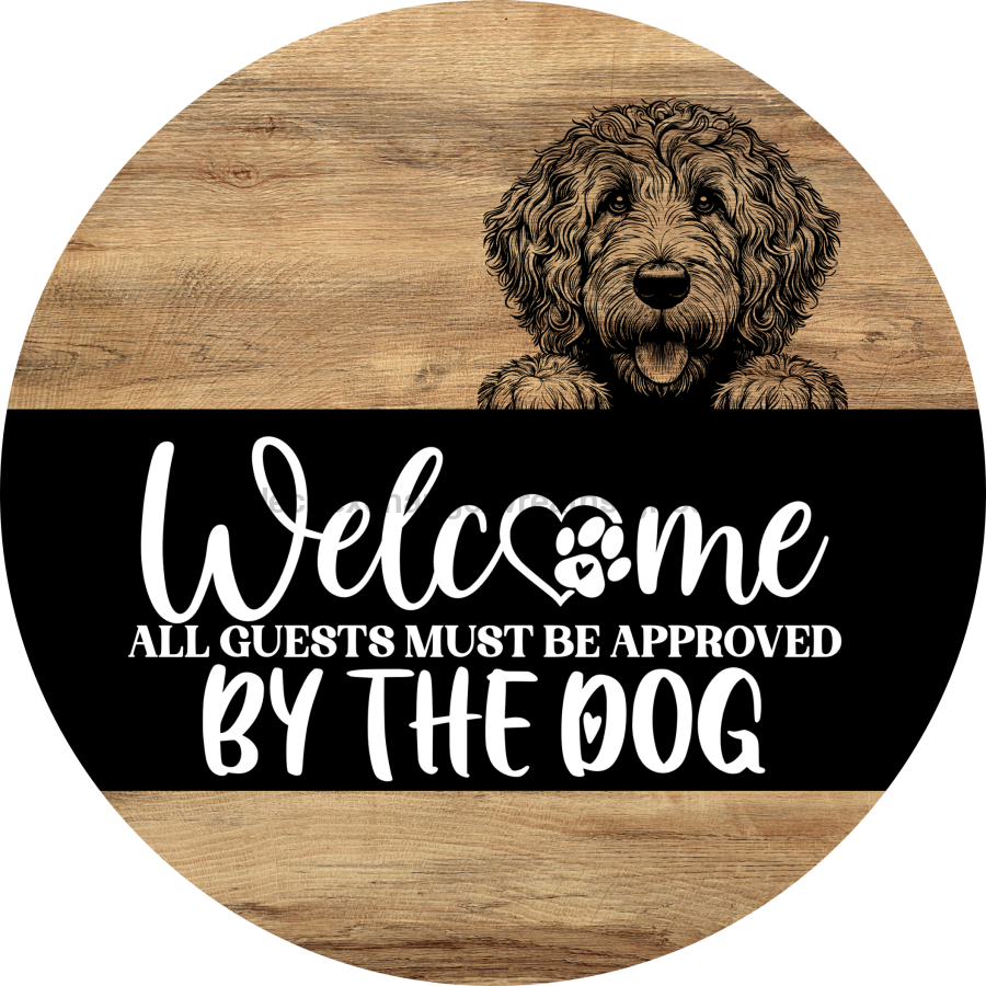 Dog Door Hanger, Hello Brought Treats Door Hanger, DCO-01975-DH, 18" Round Wood