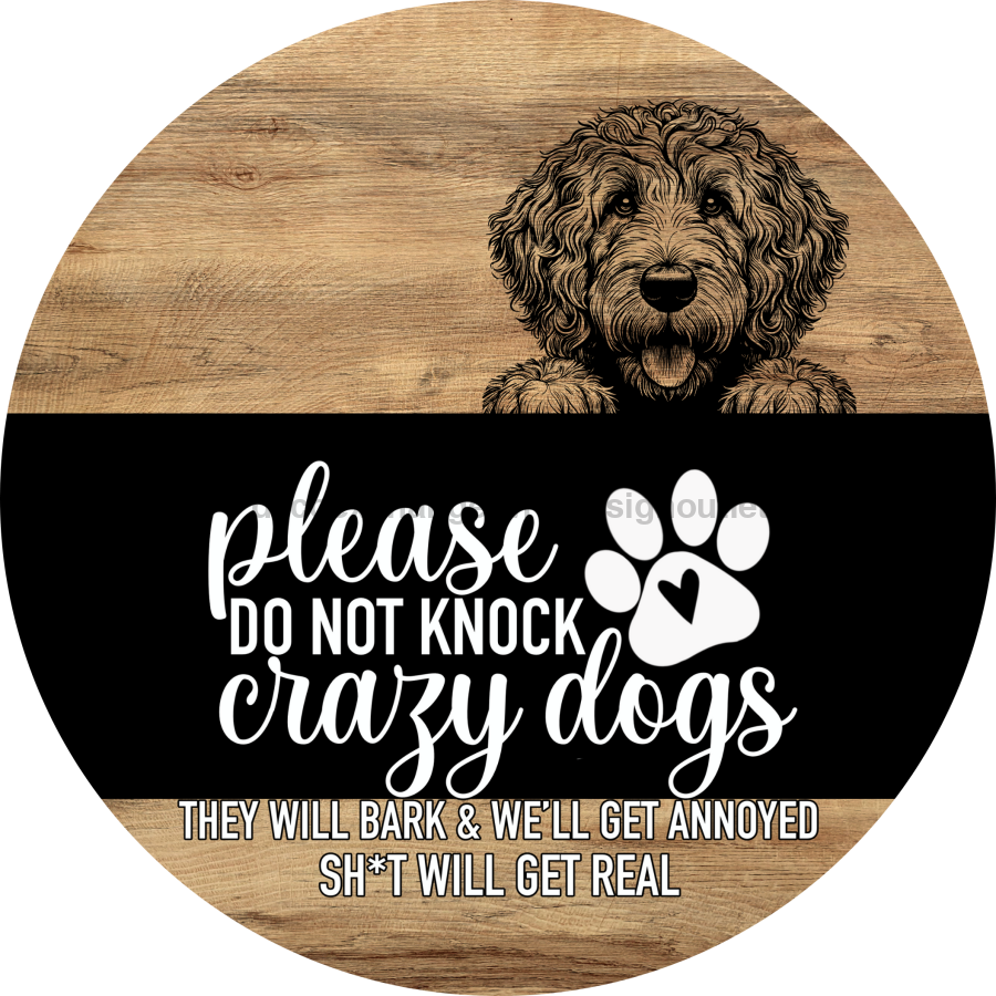 Dog Door Hanger, Hello Brought Treats Door Hanger, DCO-01975-DH, 18" Round Wood