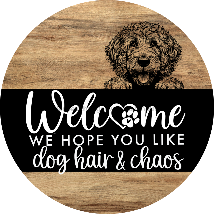 Dog Door Hanger, Hello Brought Treats Door Hanger, DCO-01975-DH, 18" Round Wood