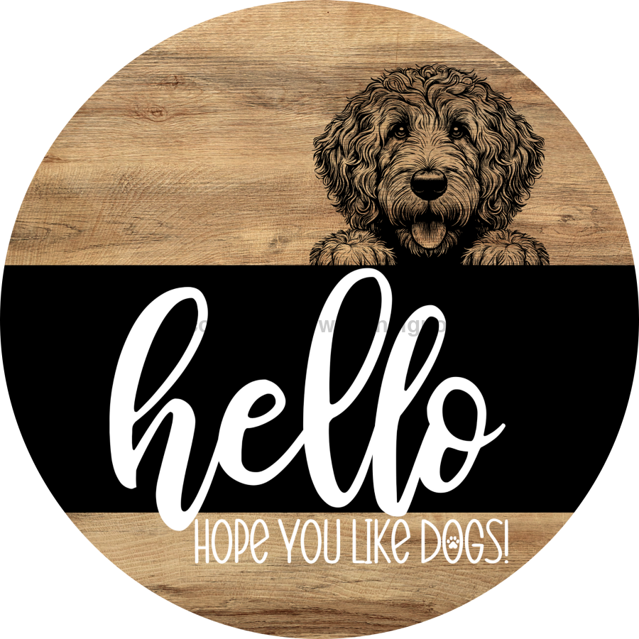 Dog Door Hanger, Hello Brought Treats Door Hanger, DCO-01975-DH, 18" Round Wood