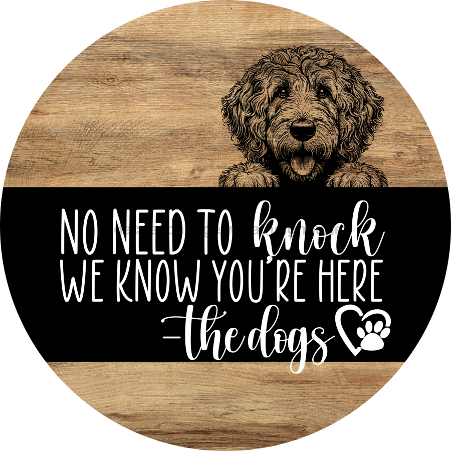 Dog Door Hanger, Hello Brought Treats Door Hanger, DCO-01975-DH, 18" Round Wood