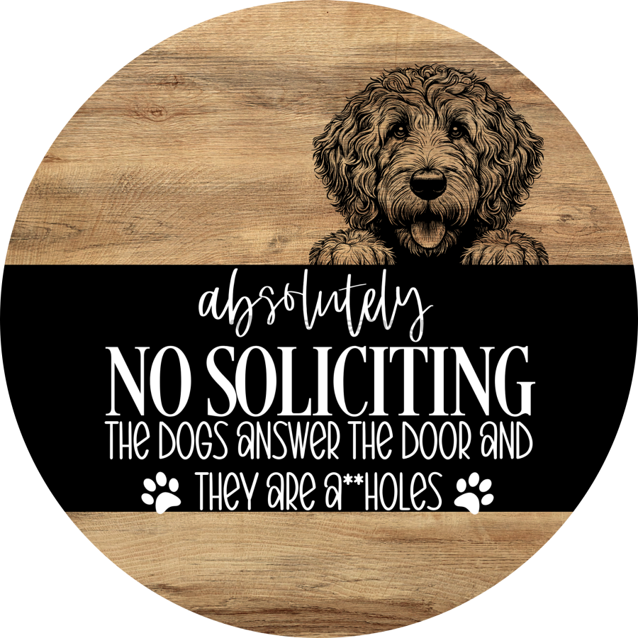 Dog Door Hanger, Hello Brought Treats Door Hanger, DCO-01975-DH, 18" Round Wood