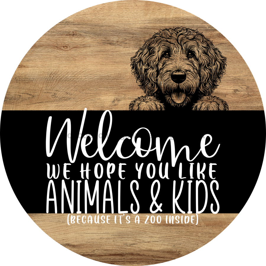 Dog Door Hanger, Hello Brought Treats Door Hanger, DCO-01975-DH, 18" Round Wood