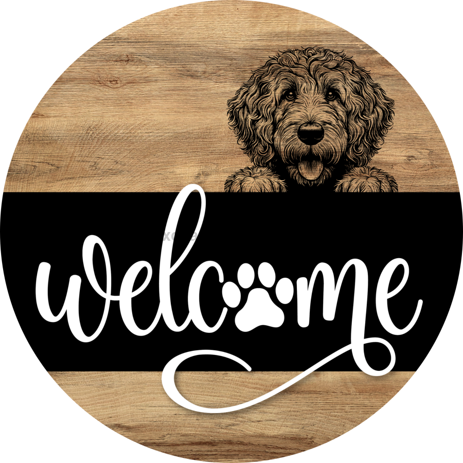 Dog Door Hanger, Hello Brought Treats Door Hanger, DCO-01975-DH, 18" Round Wood
