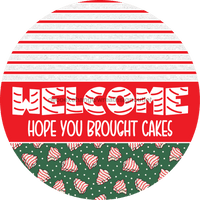 Thumbnail for Door Hanger, Christmas Sign, Green Christmas Cake Sign, Welcome Sign, 18
