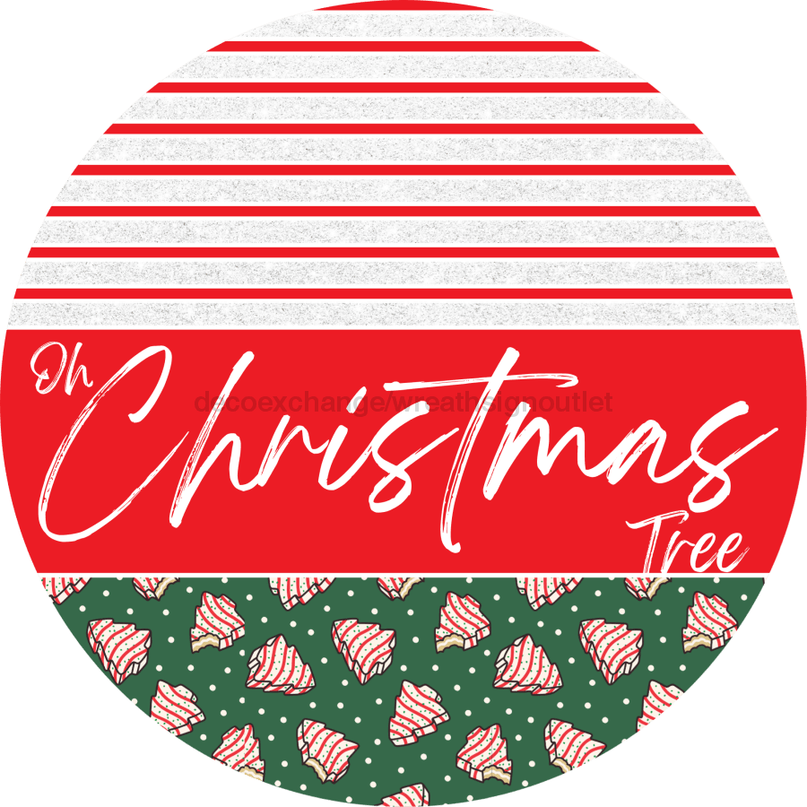 Door Hanger Christmas Sign Green Cake Welcome 18 Wood Oh Tree Decoe-2277-Dh Round