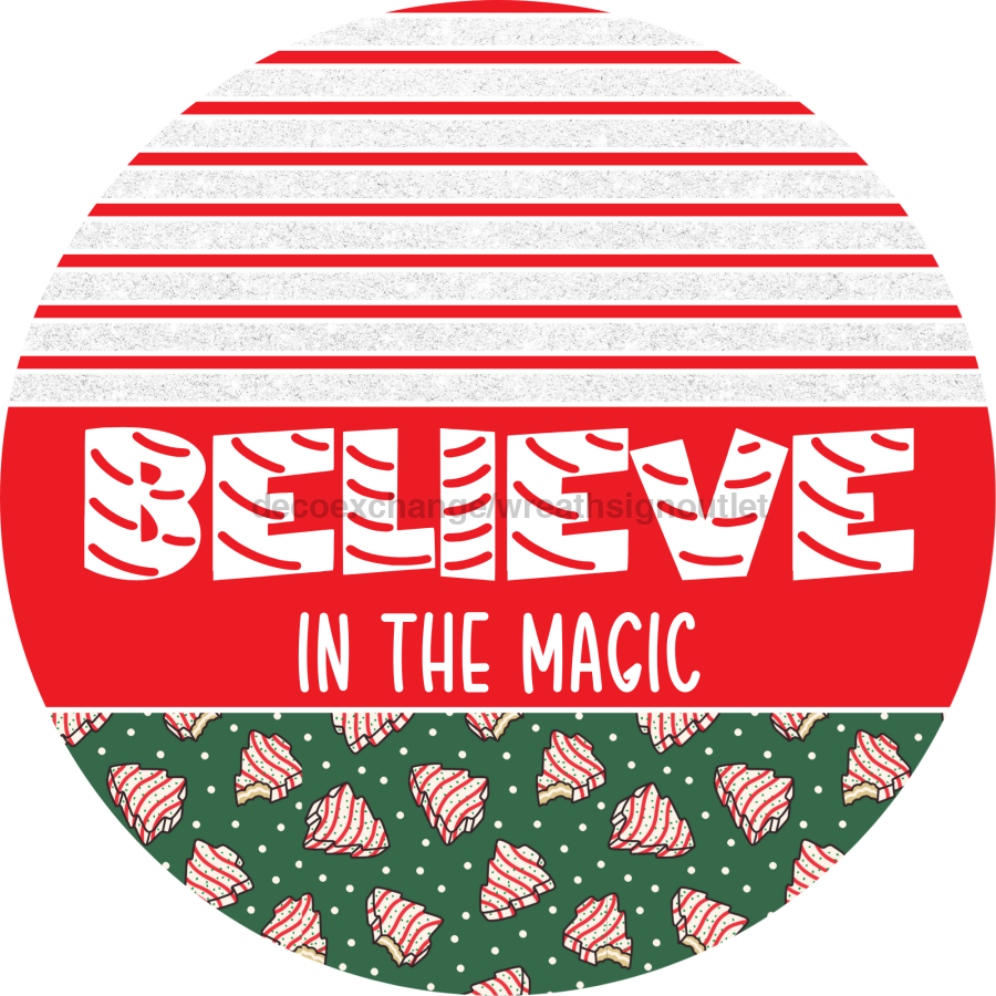 Door Hanger, Christmas Sign, Green Christmas Cake Sign, Welcome Sign, 18" Wood Sign, Round Sign, DecoExchange - DecoExchange¬Æ