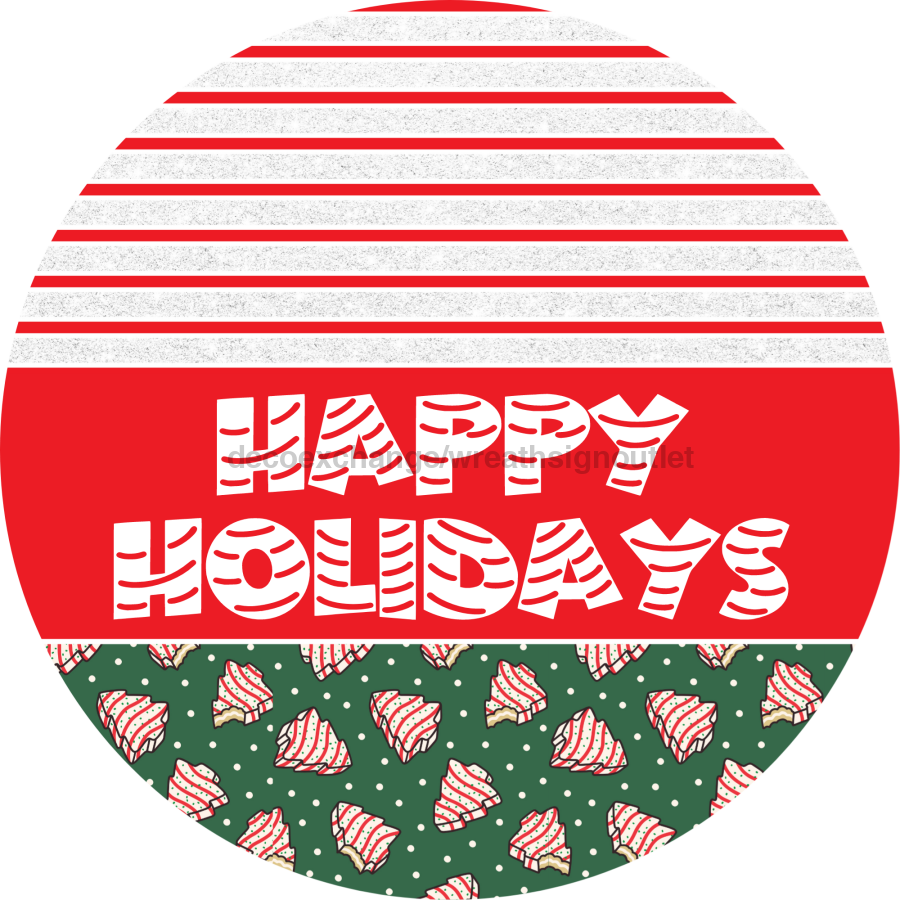 Door Hanger, Christmas Sign, Green Christmas Cake Sign, Welcome Sign, 18" Wood Sign, Round Sign, DecoExchange - DecoExchange¬Æ