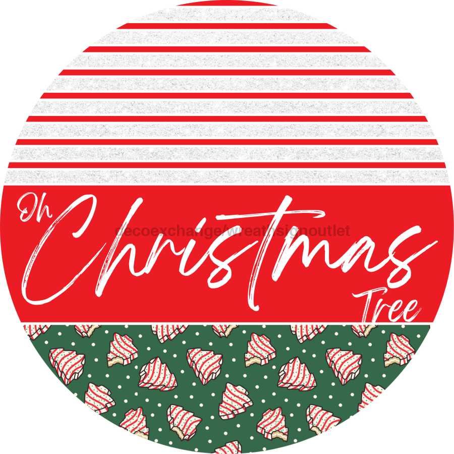 Door Hanger, Christmas Sign, Green Christmas Cake Sign, Welcome Sign, 18" Wood Sign, Round Sign, DecoExchange - DecoExchange¬Æ