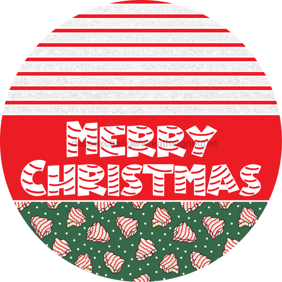 Door Hanger, Christmas Sign, Green Christmas Cake Sign, Welcome Sign, 18" Wood Sign, Round Sign, DecoExchange - DecoExchange¬Æ
