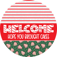 Thumbnail for Door Hanger, Christmas Sign, Green Christmas Cake Sign, Welcome Sign, 18