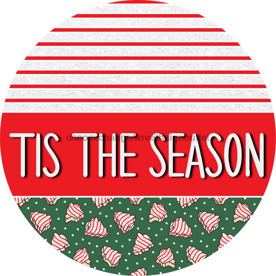 Door Hanger, Christmas Sign, Green Christmas Cake Sign, Welcome Sign, 18" Wood Sign, Round Sign, DecoExchange - DecoExchange