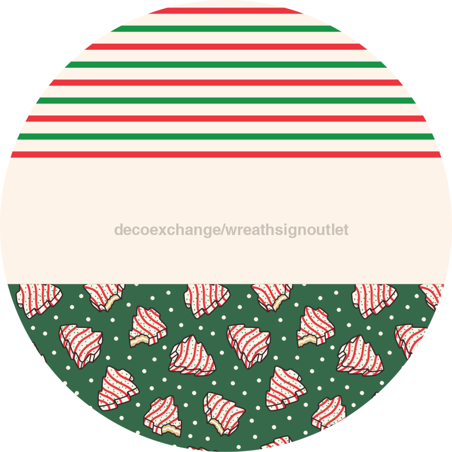 Door Hanger, Christmas Sign, Green Stripe Christmas Cake Sign, Welcome Sign, 18" Wood Sign, Round Sign, DecoExchange - DecoExchange¬Æ