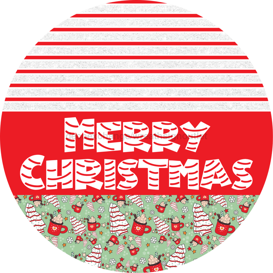 Door Hanger Christmas Sign Mint Cake Welcome 18 Wood Merry Decoe-2198-Dh Round