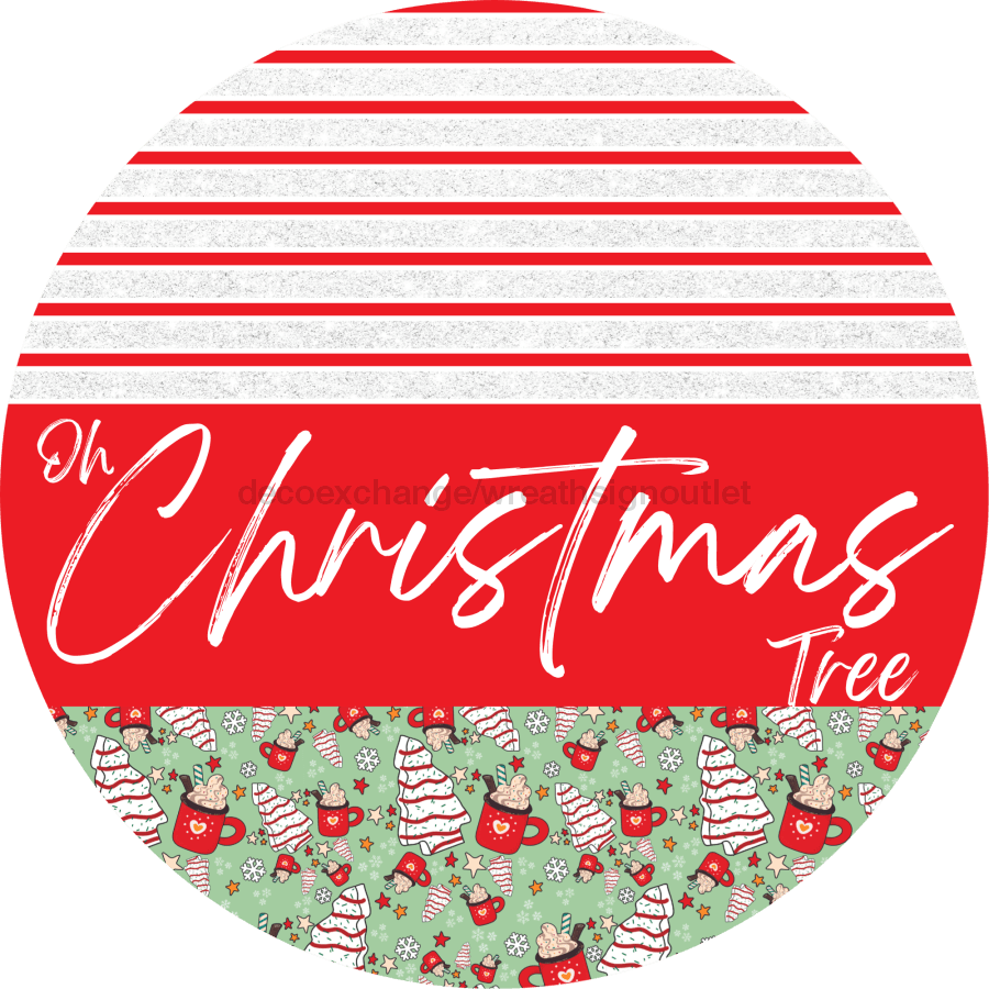 Door Hanger Christmas Sign Mint Cake Welcome 18 Wood Oh Tree Decoe-2210-Dh Round