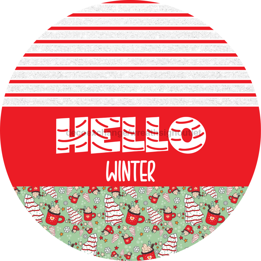 Door Hanger, Christmas Sign, Mint Christmas Cake Sign, Welcome Sign, 18" Wood Sign, Round Sign, DecoExchange - DecoExchange¬Æ