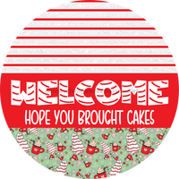 Thumbnail for Door Hanger, Christmas Sign, Mint Christmas Cake Sign, Welcome Sign, 18