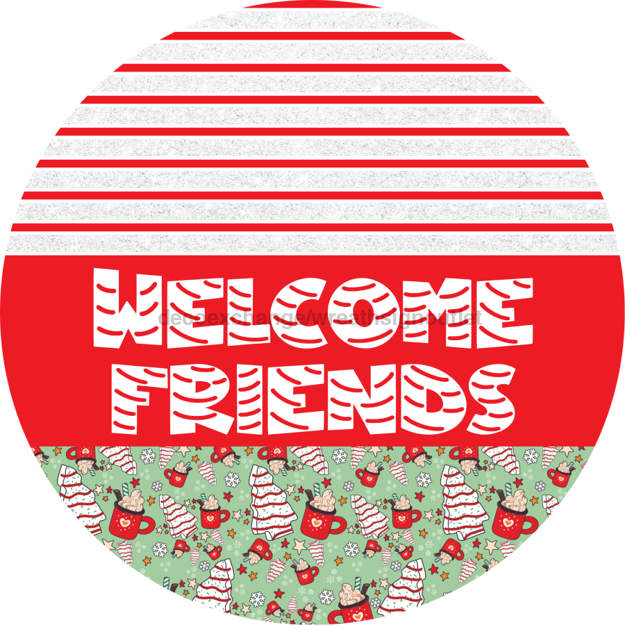 Door Hanger, Christmas Sign, Mint Christmas Cake Sign, Welcome Sign, 18" Wood Sign, Round Sign, DecoExchange - DecoExchange¬Æ