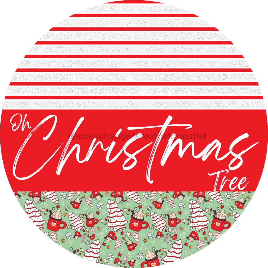 Door Hanger, Christmas Sign, Mint Christmas Cake Sign, Welcome Sign, 18" Wood Sign, Round Sign, DecoExchange - DecoExchange¬Æ