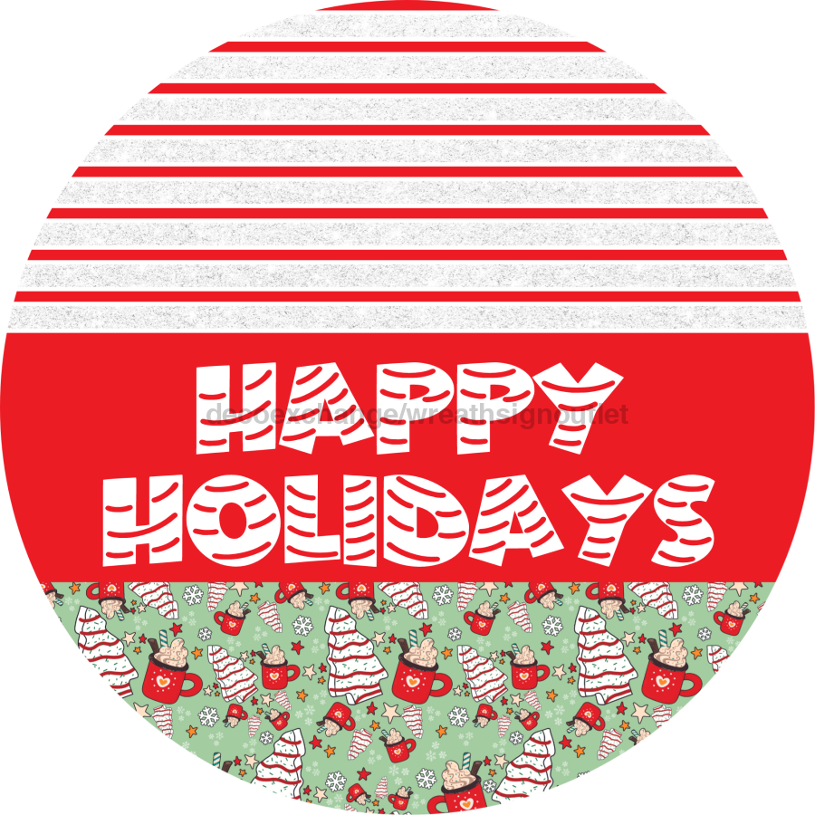 Door Hanger, Christmas Sign, Mint Christmas Cake Sign, Welcome Sign, 18" Wood Sign, Round Sign, DecoExchange - DecoExchange¬Æ